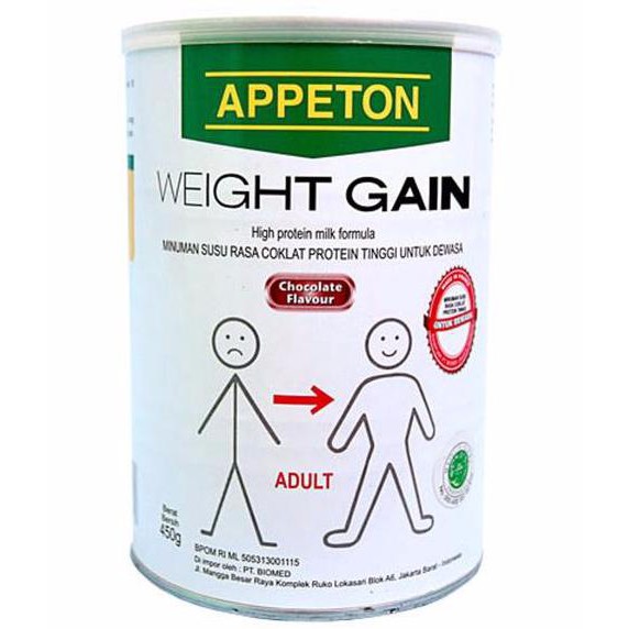 

READY APPETON WEIGHT GAIN COKLAT ADULT 450 GR / SUSU FORMULA PENAMBAH BERAT ON SALE