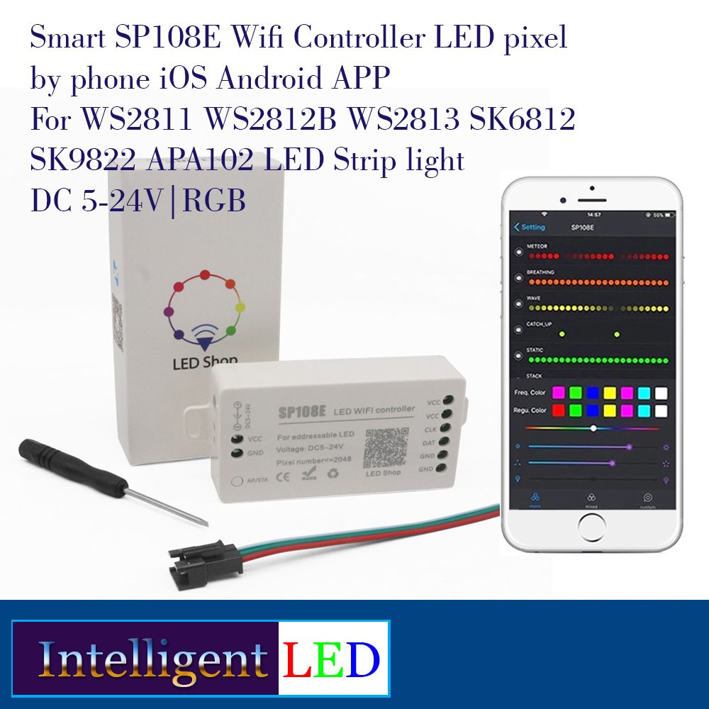 Smart SP108E Wifi Controller LED pixel For WS2812B SK6812 LED Strip light DC 5-24V