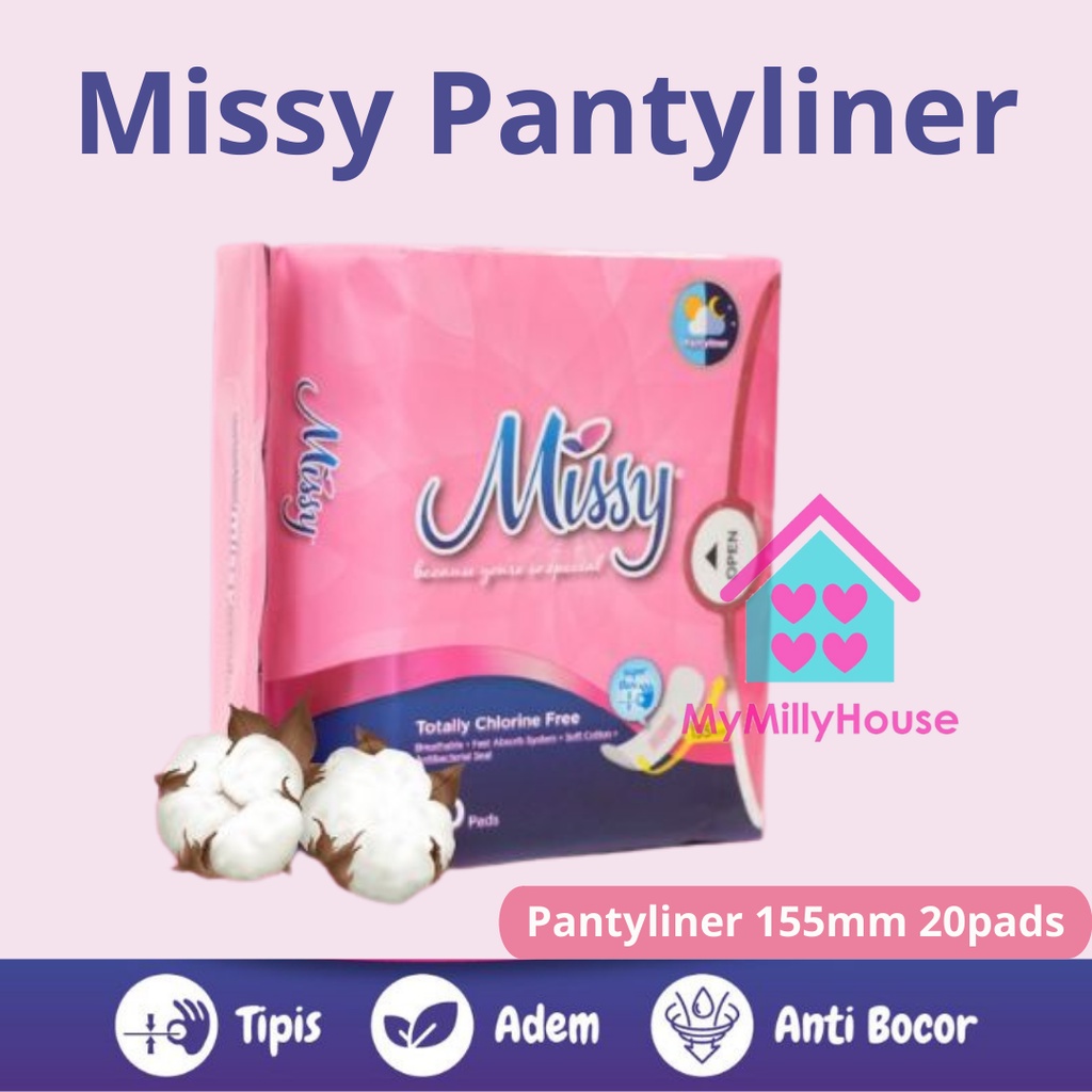 Missy Pantyliner (Super Thin 155 mm 20 pads) / Pembalut Softex