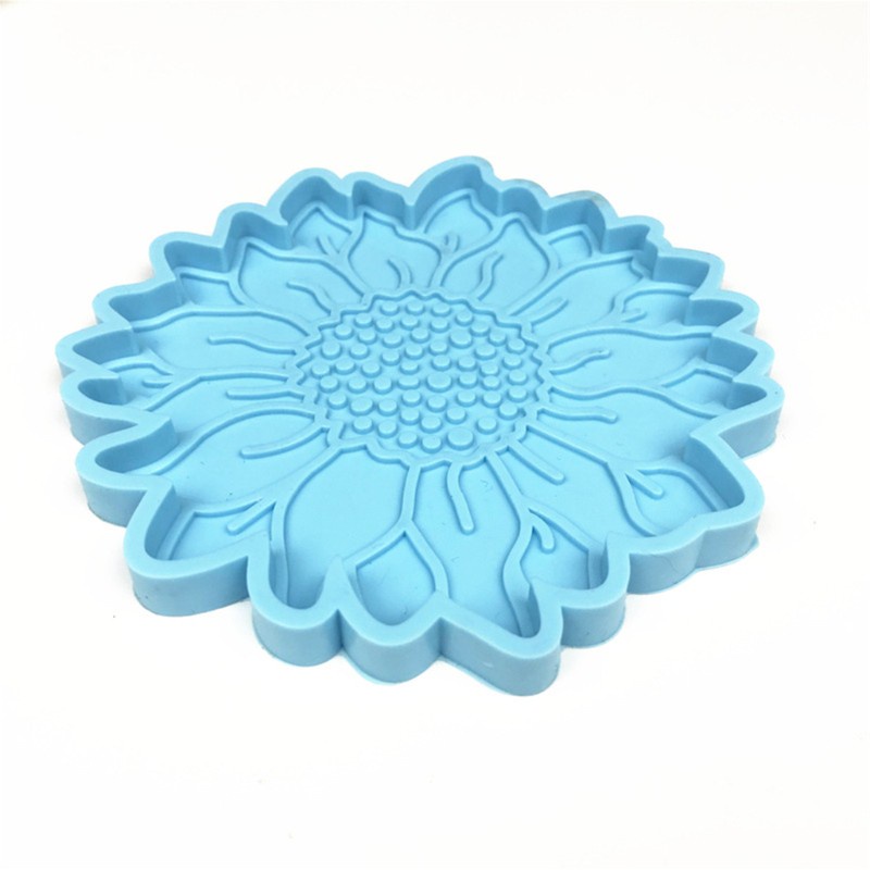 Glitter Handcraft Decoration Sunflower Coaster Epoxy Resin Mold Cup Mat Silicone Mould