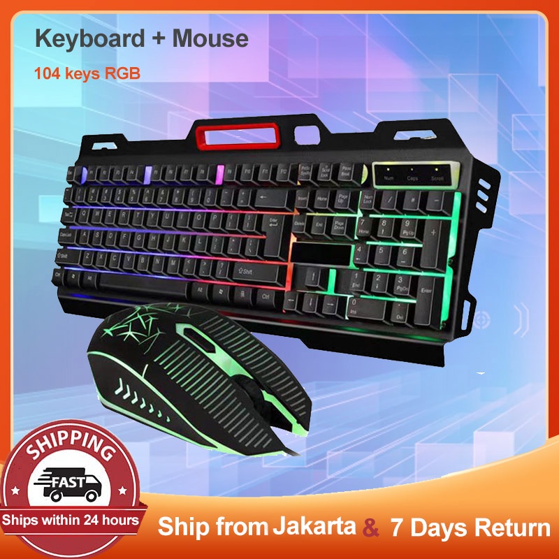 Gaming Keyboard and Mouse Set Colorful LED USB Wired Mechanical RGB Mouse Dan Keyboard CMK198