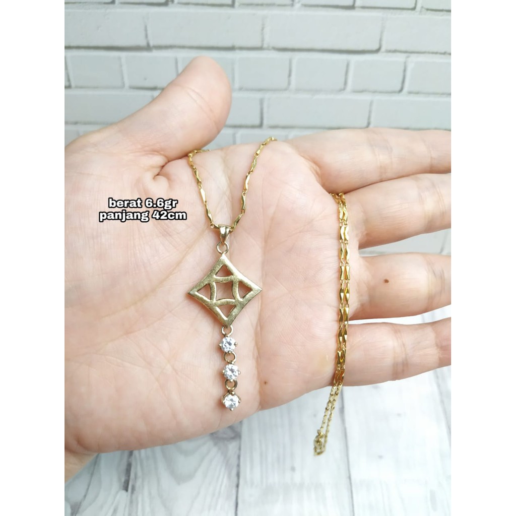 KALUNG LIONTIN RUMBAI MATA GOLD PERAK ASLI S925 KODE CD082