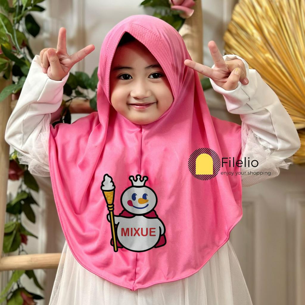 Hijab Anak TK Mixue Ice Cream Usia 4-7 tahun / Jilbab Anak Mixue Terbaru / Kerudung Anak Perempuan