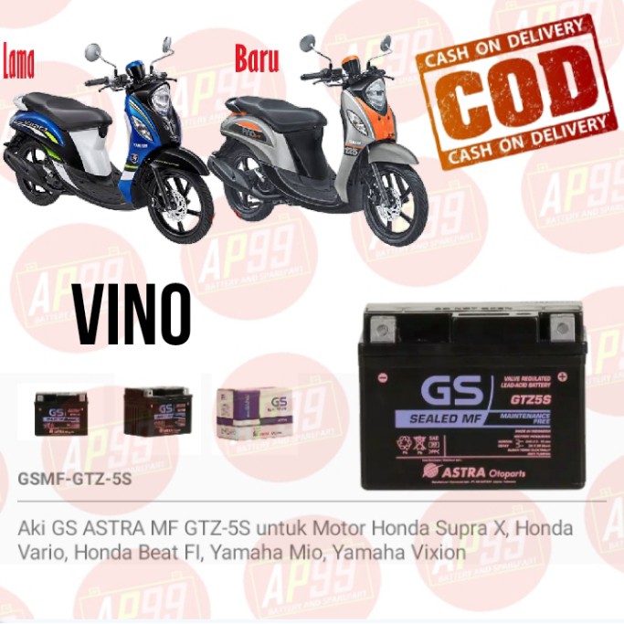 AKI MOTOR YAMAHA FINO ACCU KERING GTZ5S MF GS ASTRA ASLI