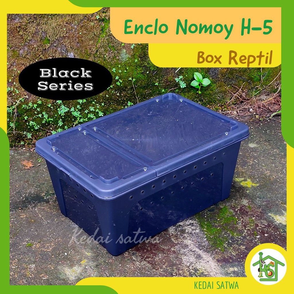 Kotak Reptil H5 Hitam Enclo Reptile Tarantula Vivarium gecko Feeding Box Kandang Reptil Kura-Kura | 