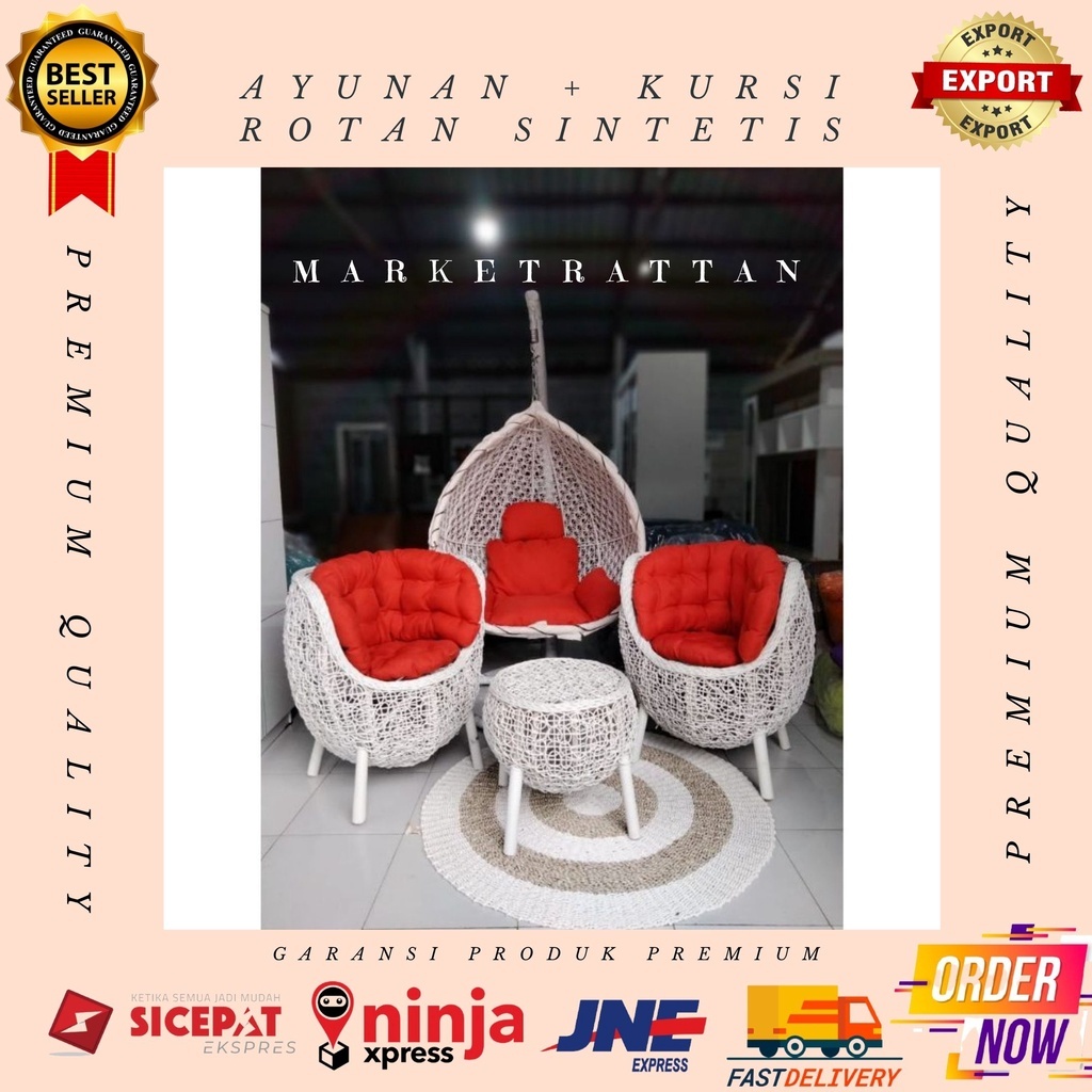 Ayunan Set Kursi Rotan Gantung Sintetis Anak anak Dewasa Minimalis Modern Santai Teras Rumah Murah