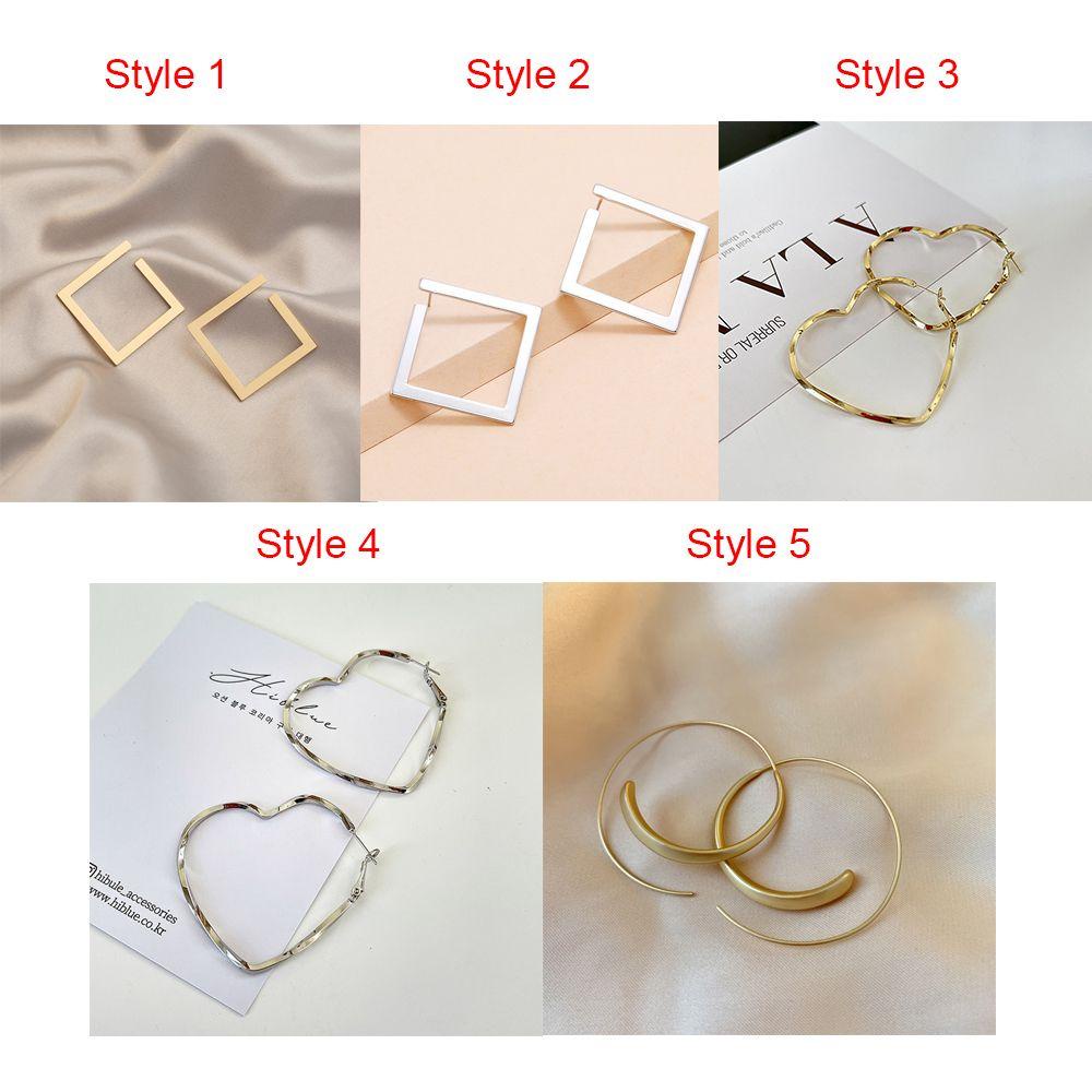 Solighter Hoop Earrings Trendy Geometri Aksesoris Gadis Anting Persegi