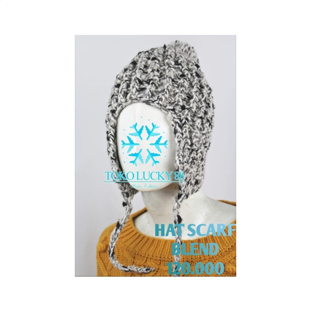 Topi Syal Rajut Wool Winter Hat scarf Blend