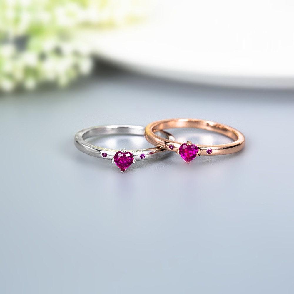 【COD Tangding】Cincin Wanita Bentuk Hati Warna Merah Untuk Hadiah Valentine