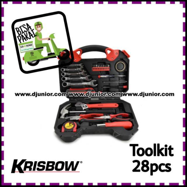 ACE KRISBOW - TOOL KIT 28 PCS - TOOLKIT BOX - KOTAK SET PERKAKAS MEKANIK - OBENG TANG PALU KUNCI TOO