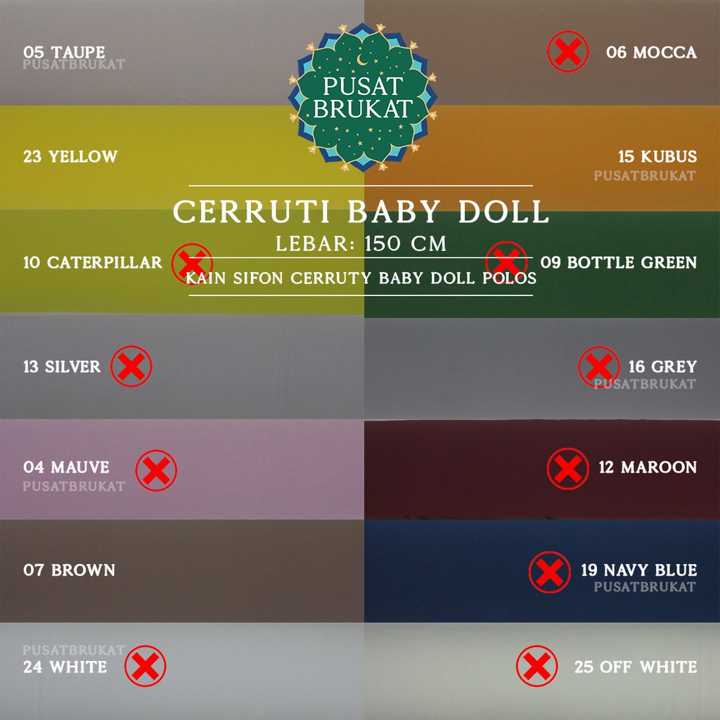 CERRUTI BABY DOLL - KAIN POLOS SIFON / CHIFFON / CERUTTY BABYDOLL [harga per 0.5m]