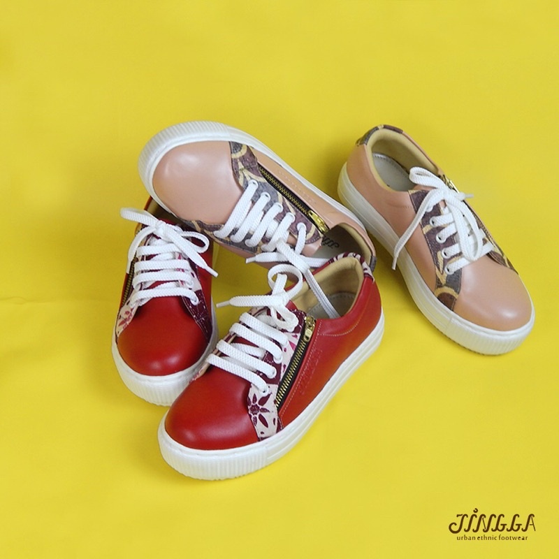 Sepatu Wanita Sneaker Lokal Terbaru Anjani Merah Maroon Sepatu Jingga