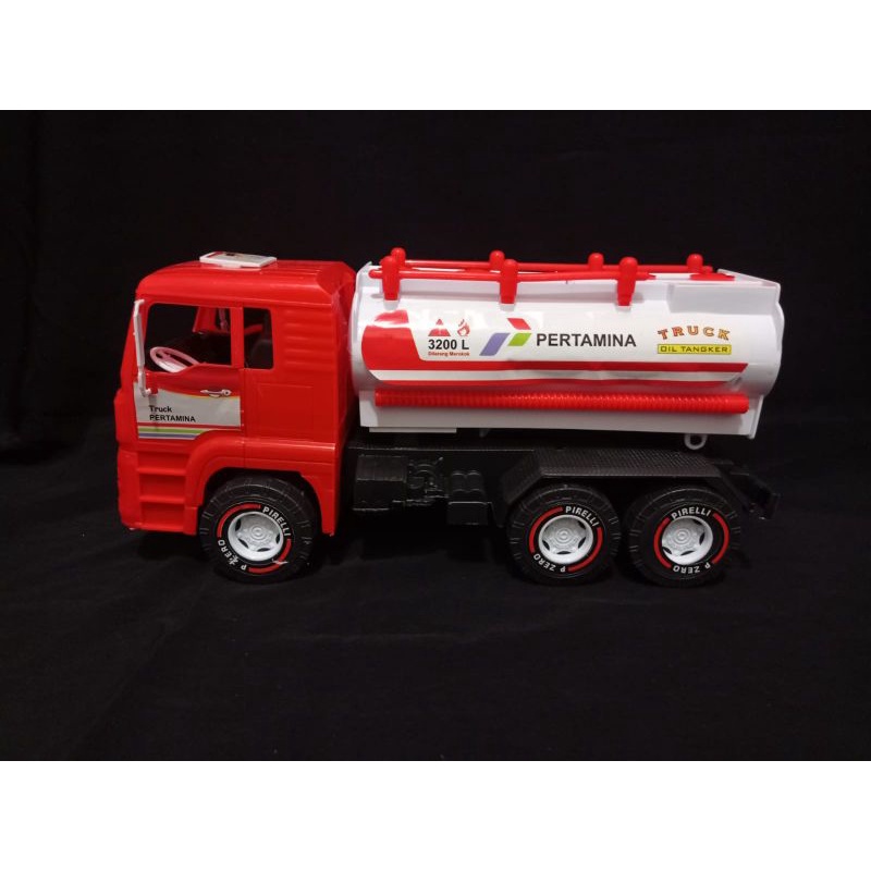 mainan anak truk tangki pertamina besar bahan plastik tanpa baterai