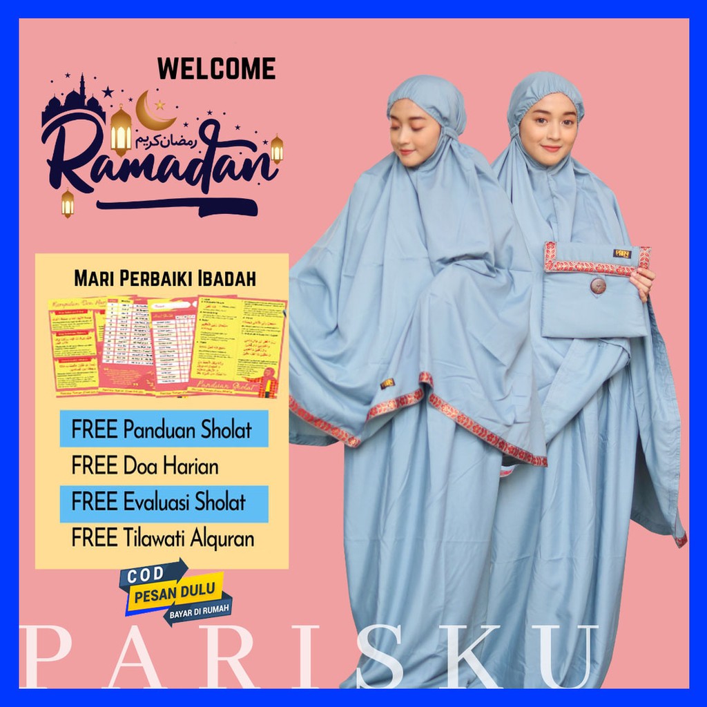 Mukena dewasa katun jepang murah sutra rayon bali polos jumbo daily terbaru 2021 by PARISKU