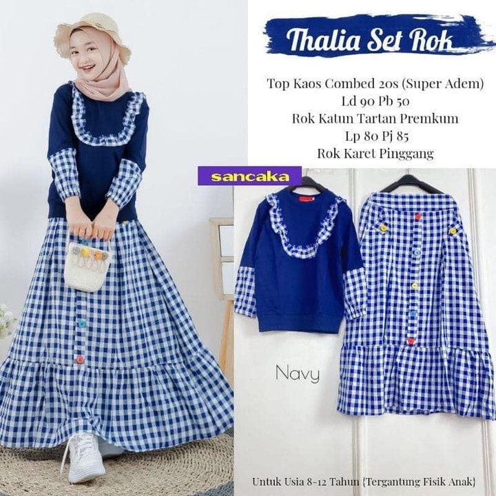 Rok Anak Perempuan Baju Anak Tanggung Thalia Set Kids One Set Anak Perempuan Usia 8-12 Tahun Fashion