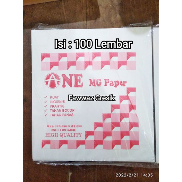 

Kertas Nasi Putih 25x27 cm - Kertas Bungkus Nasi Kertas KFC - McD - Kertas BURGER - KEBAB 100 Pcs