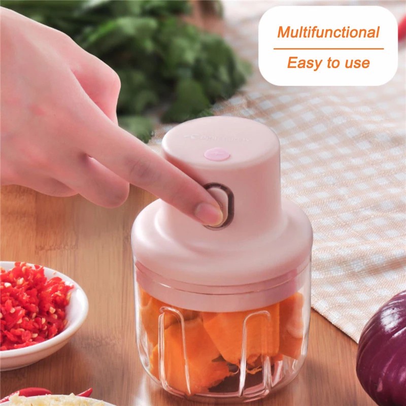 Blender Portable Alat Penggiling Pencincang Bumbu Dapur Elektrik Tanpa Kabel Mini Chopper 250ML