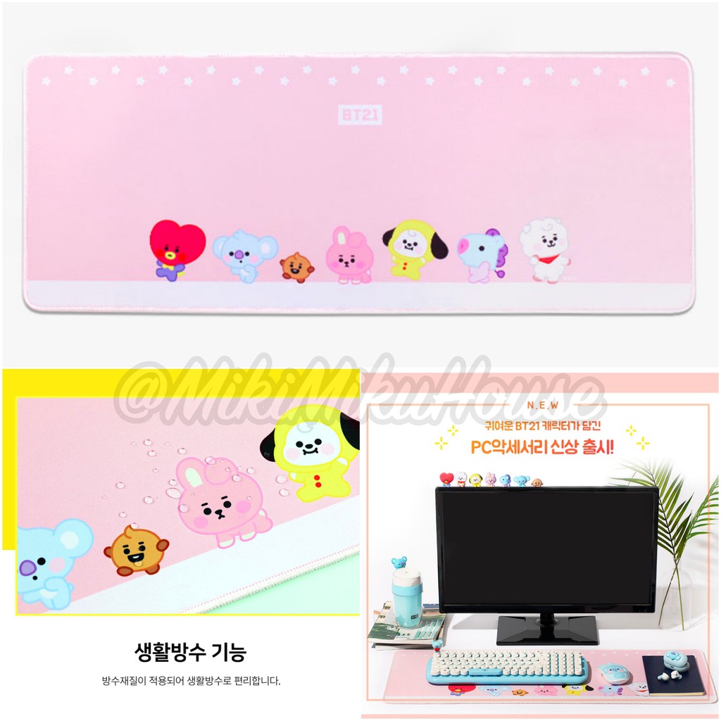 OFFICIAL BT21 BABY LONG MOUSE PAD ROYCHE MONITOR FIGURE KEYBOARD RETRO MURAH WIRELESS MOUSEPAD BTS