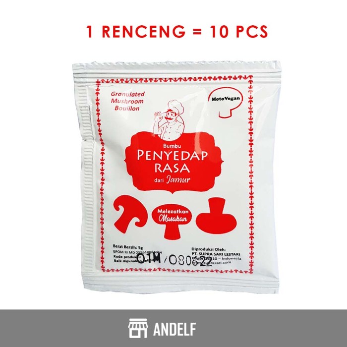 

Penyedap Rasa Non MSG / Kaldu Jamur Motovegan 5 gram (1 Renceng)