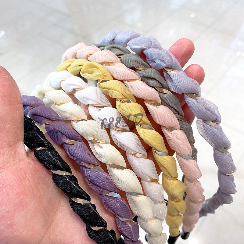 [688.id] Bando Wanita Korea Kerut Lilit Emas Model Spiral Tali Kepangan Bandana Scrunchie untuk Anak dan Dewasa BDO 12