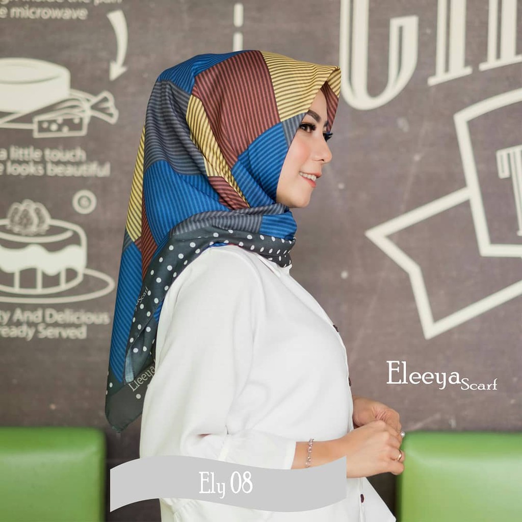 HIJAB SEGIEMPAT MOTIF ELY 08 || ELEEYA SCARF