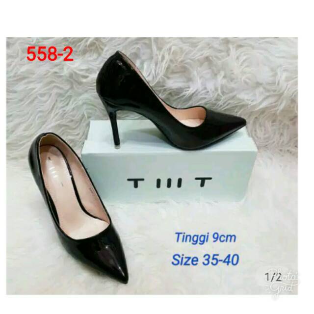 Sepatu heels glossy polos TMT 558-2