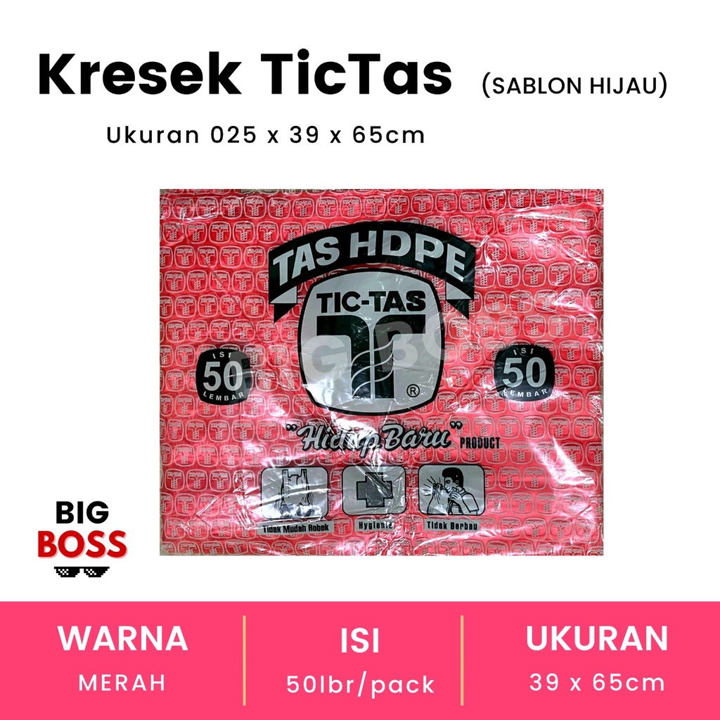 [ISI 50 LBR] Kresek Tictas Jumbo Hitam Putih / Plastik Polos HD Tictas Hijau 39 Tebal 025