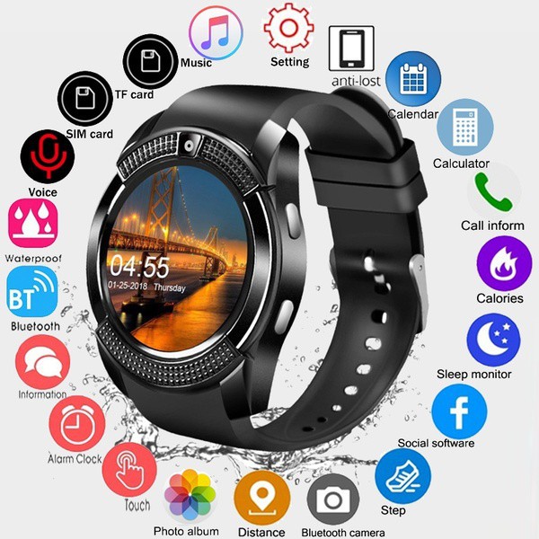 [COD] V8 Smartwatch GSM Bluetooth Smart Bracelet Pedometer Health Monitor Support SIM TF Card