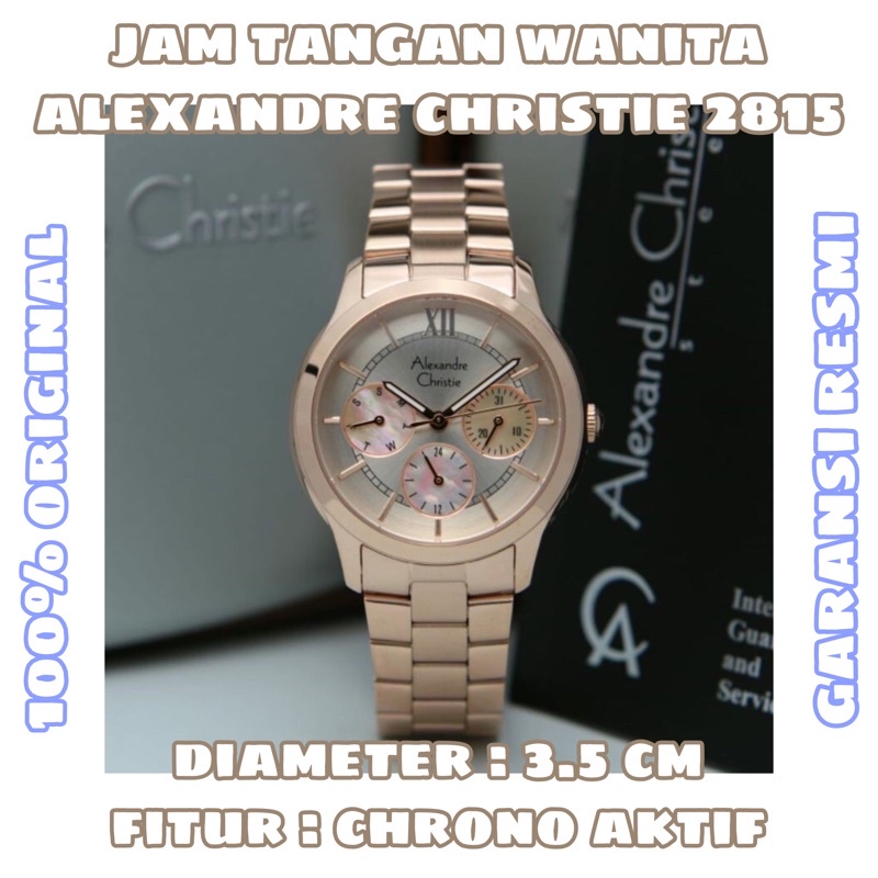 JAM TANGAN WANITA ALEXANDRE CHRISTIE AC 2815 CHRONO FULL ROSEGOLD AC2815