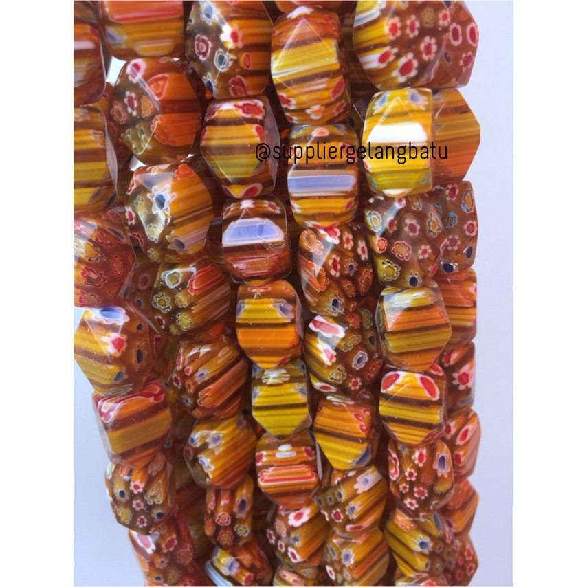 Batu Italy motif Coklat Italian Semi Stone Beads Cokelat 16 x 10mm bahan aksesoris gelang kalung