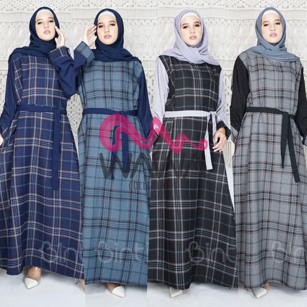 Pakaian Wanita Atasan Berlin Maxi Dress Zara Premium Kotak Jumbo Ld 136 Gamis Syari Original Binti