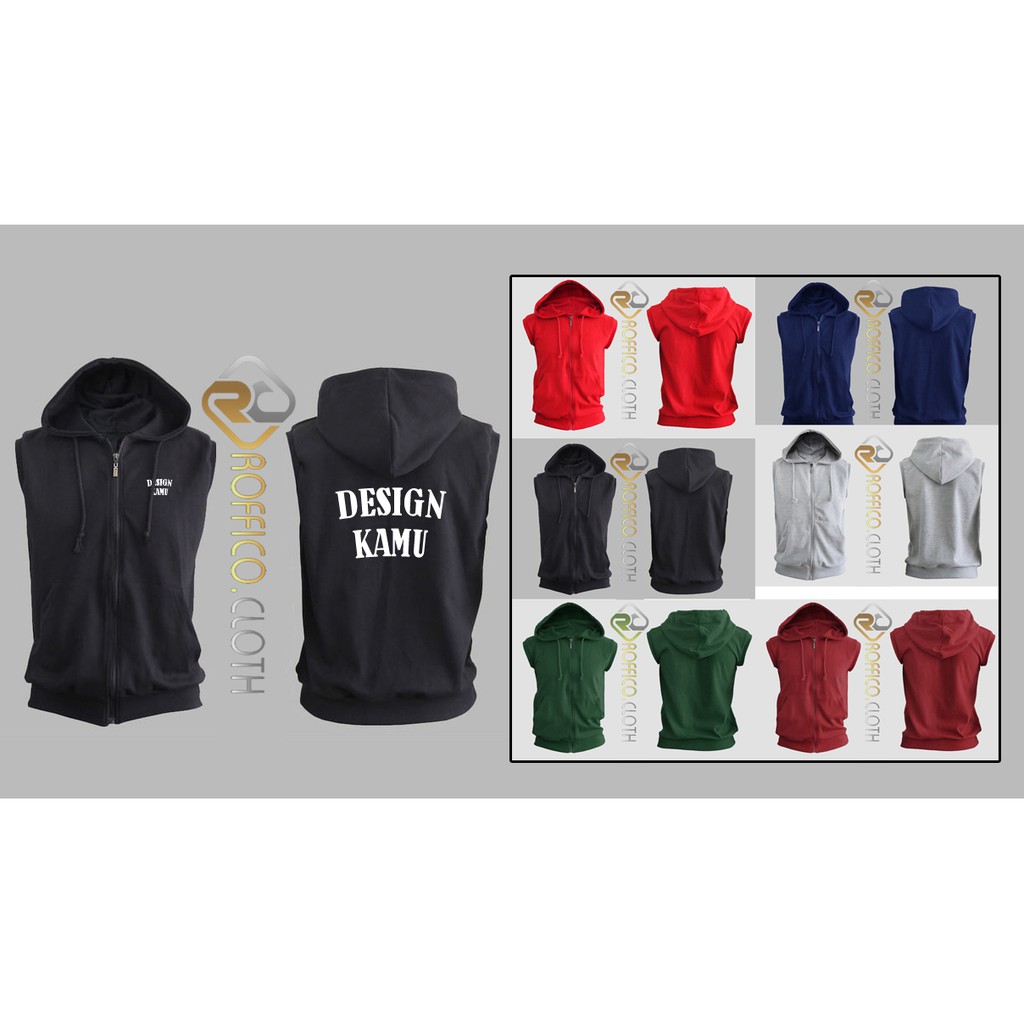 VEST ROMPI HOODIE ZIPPER CUSTOM DESIGN SESUAI KEINGINAN - ROFFICO CLOTH