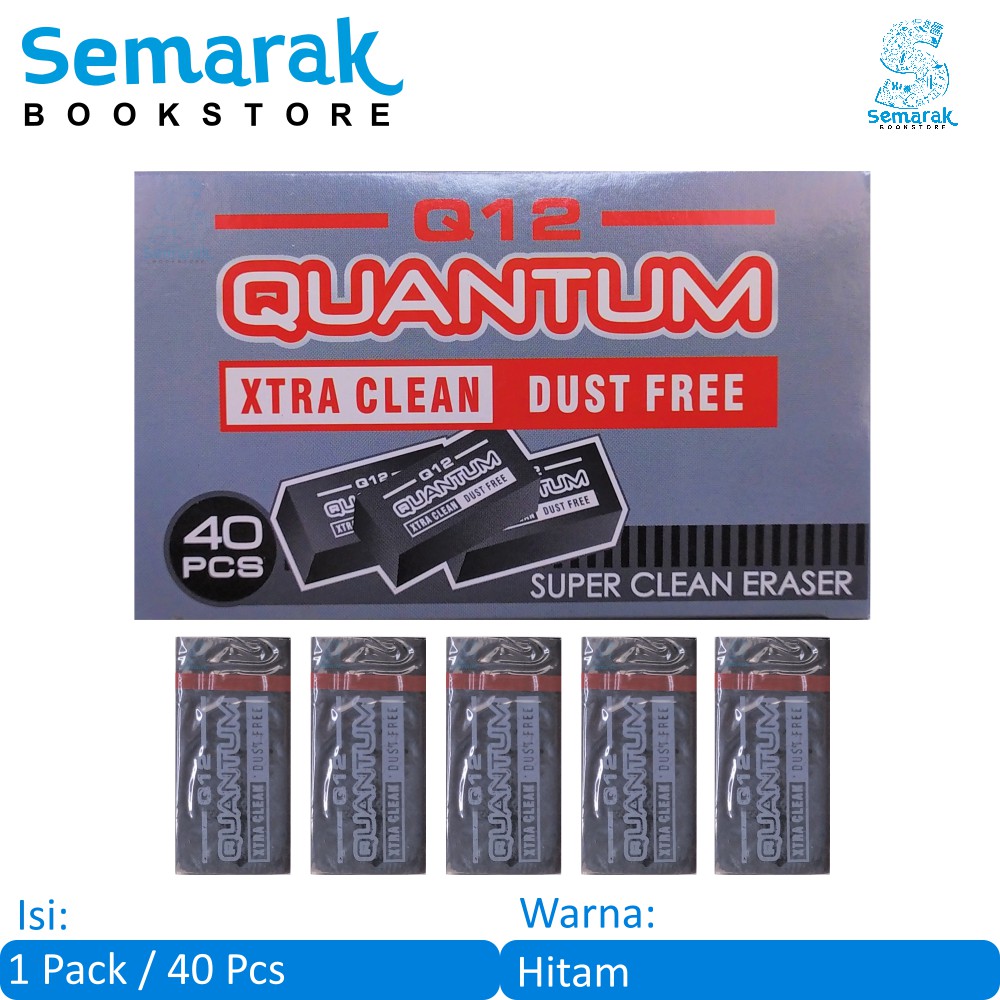 

Xtra Clean Dust Free Penghapus Kecil Quantum Q12 Eraser - Hitam [1 Pack / 40 Pcs]