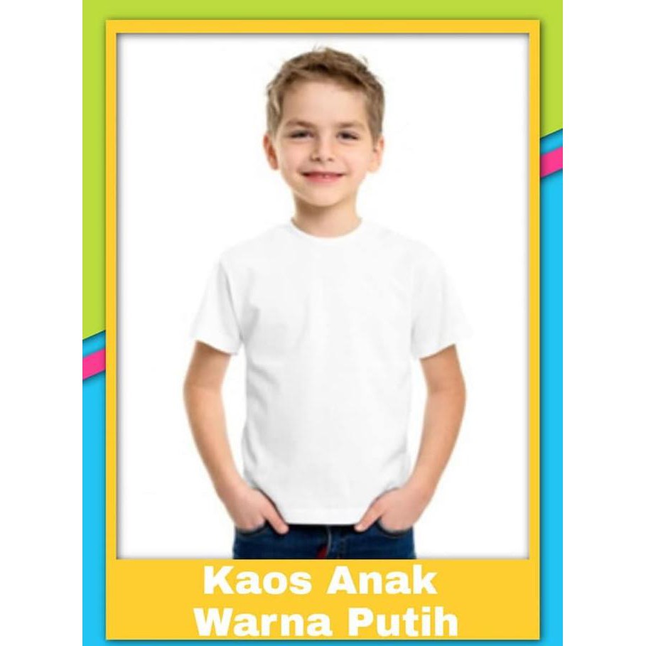 Baju Kaos Polos Anak - Putih - S