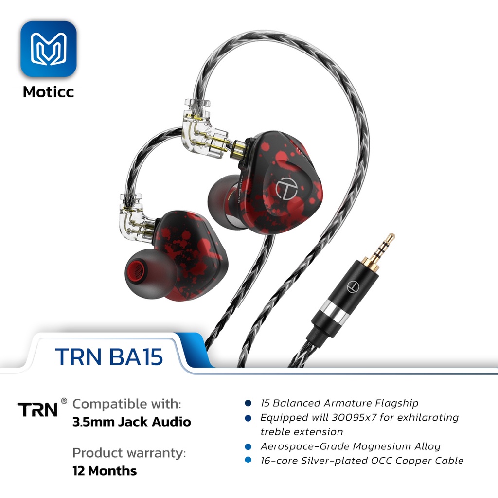 TRN BA15 15 Balanced Armature 30BA In Ear Earphone HIFI Headset IEM