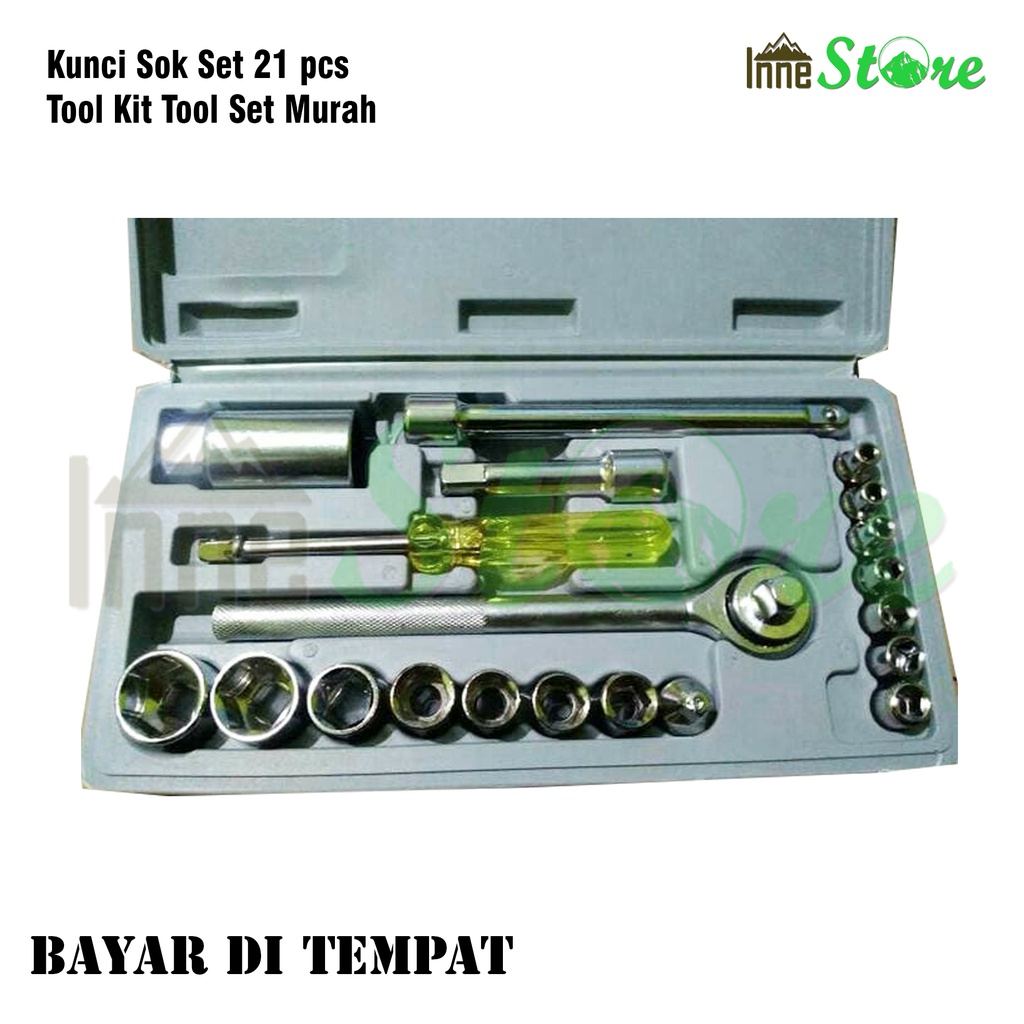 Kunci Sok Set ATS 21pcs Socket Wrench Set Kunci Sok ATS