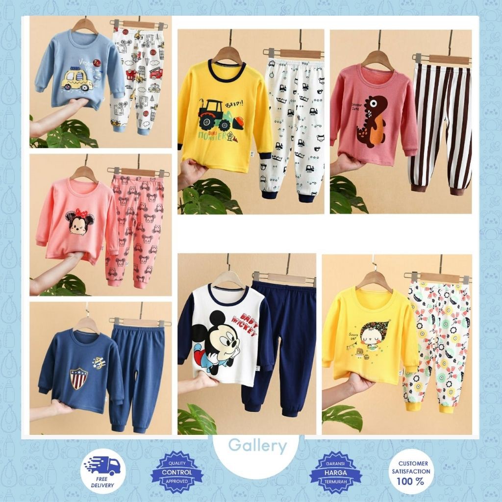 Hansen Gallery COD Setelan Baju Tidur Anak Baju Jumper Pyama Anak Korea Import HG 033