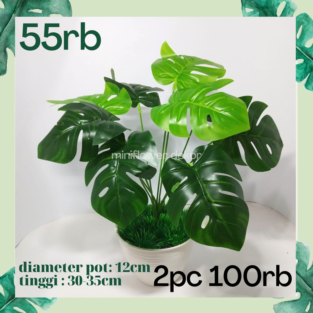 Monstera hijau / rumput monstera / tanaman hias / tanaman artificial /tanaman palsu/monstera plastik