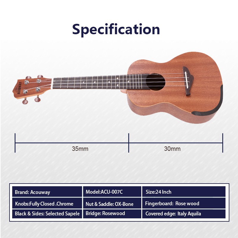Acouway Concerto Ukulele Gitar ukulele guitars sapele body Italy Aquila string and accessories