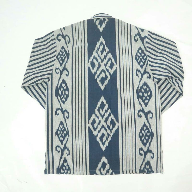 kemeja batik pria lengan panjang tenun endek premium