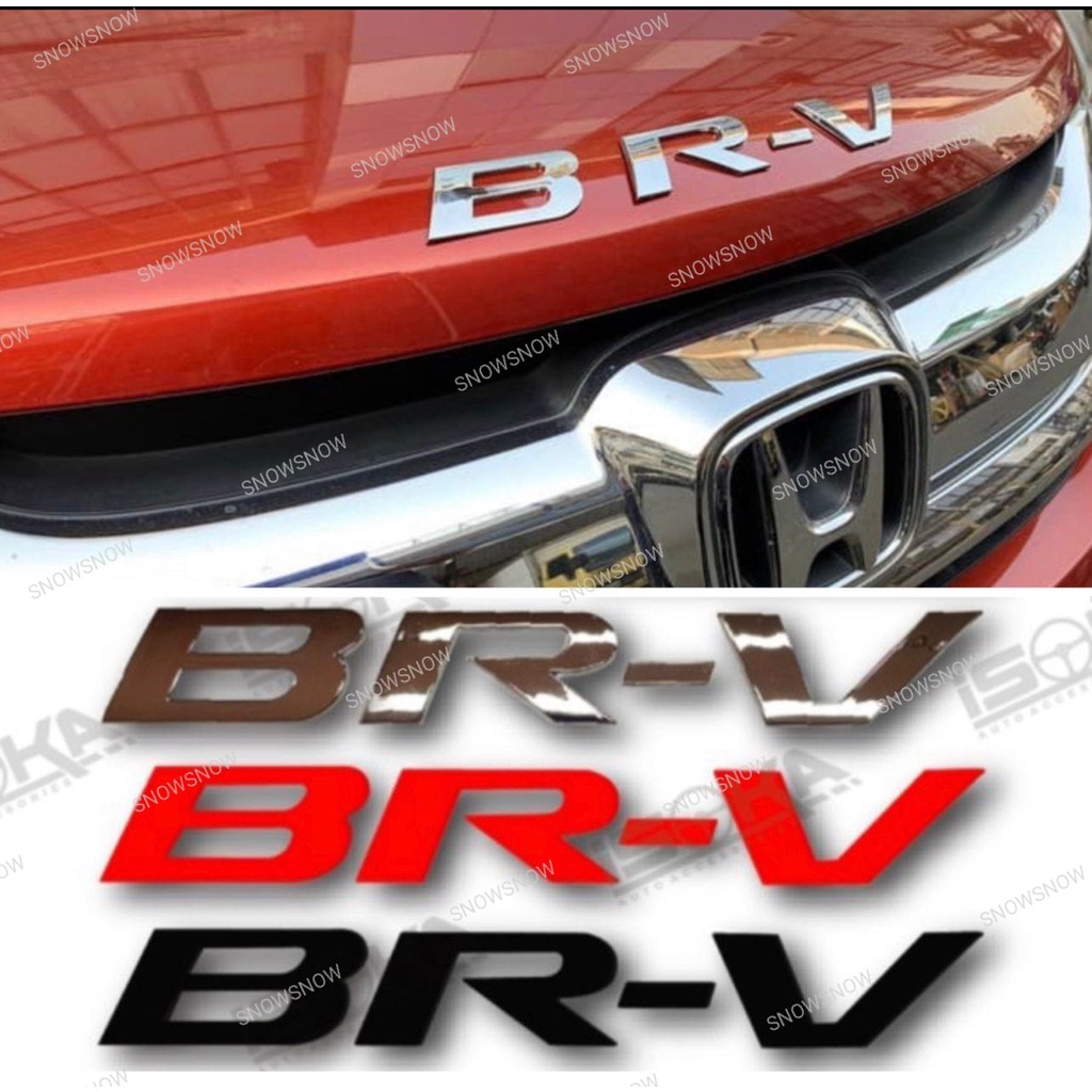 Emblem Kap Mesin Mobil Honda BRV Hitam Chrome Merah