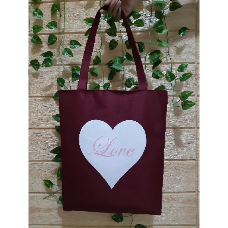 Totebag Semi Canvas Messy &quot;LOVE&quot;