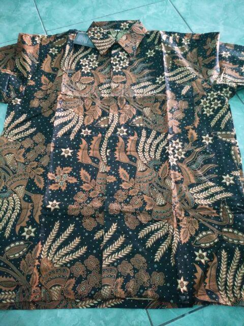 Kemeja Batik Pria Modern Original Sogan Monocrome Diskon Murah Kacang Mete