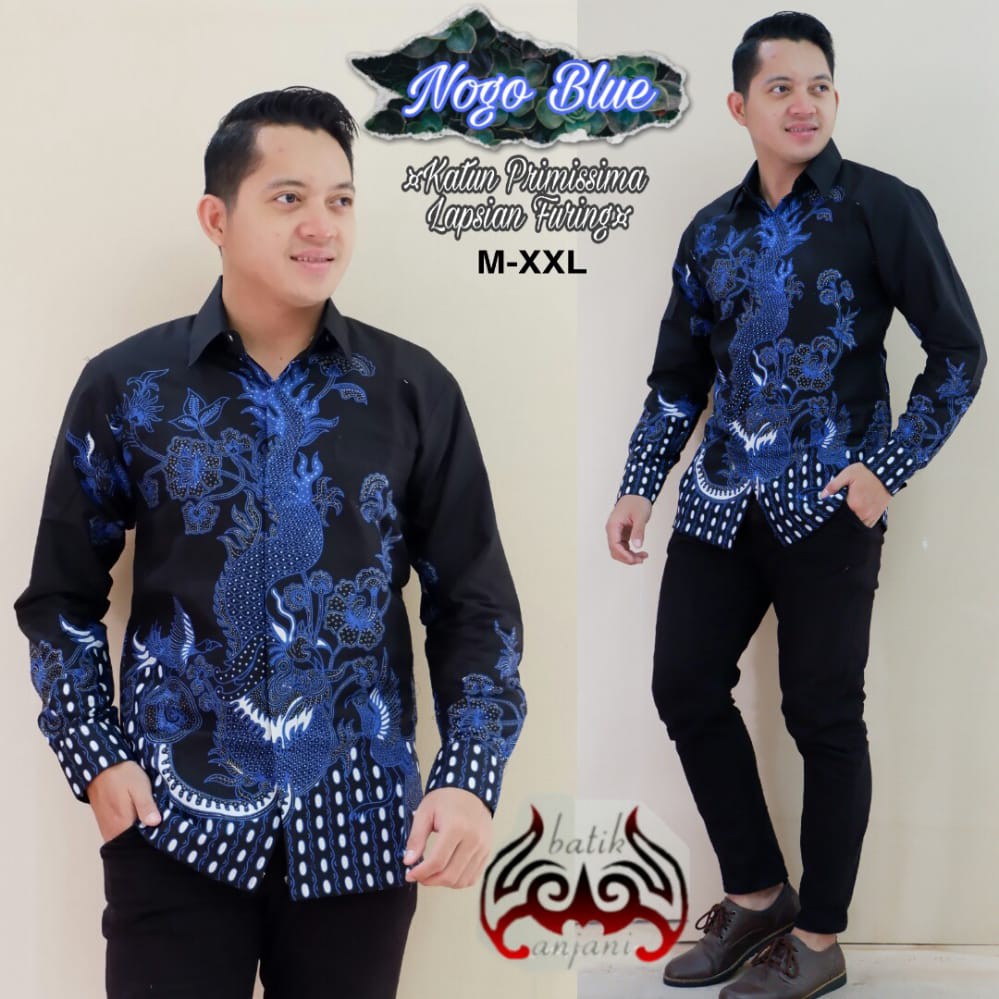 NOGO BLUE ANJANI KEMEJA BATIK SOLO LENGAN PANJANG LAPIS FURING ATASAN BATIK PREMIUM MODERN DEWANDARU CENDRAWASIH BLUE PRAJA BLUE CREAM GARDHA HITAM BRAMALYA KOKO ARDHANA NAVY ARDHANA HITAM BAYU SUTA BAWARA BIRU DANURAJA PERWIRA BROWN BATIK SOLO AMANAH