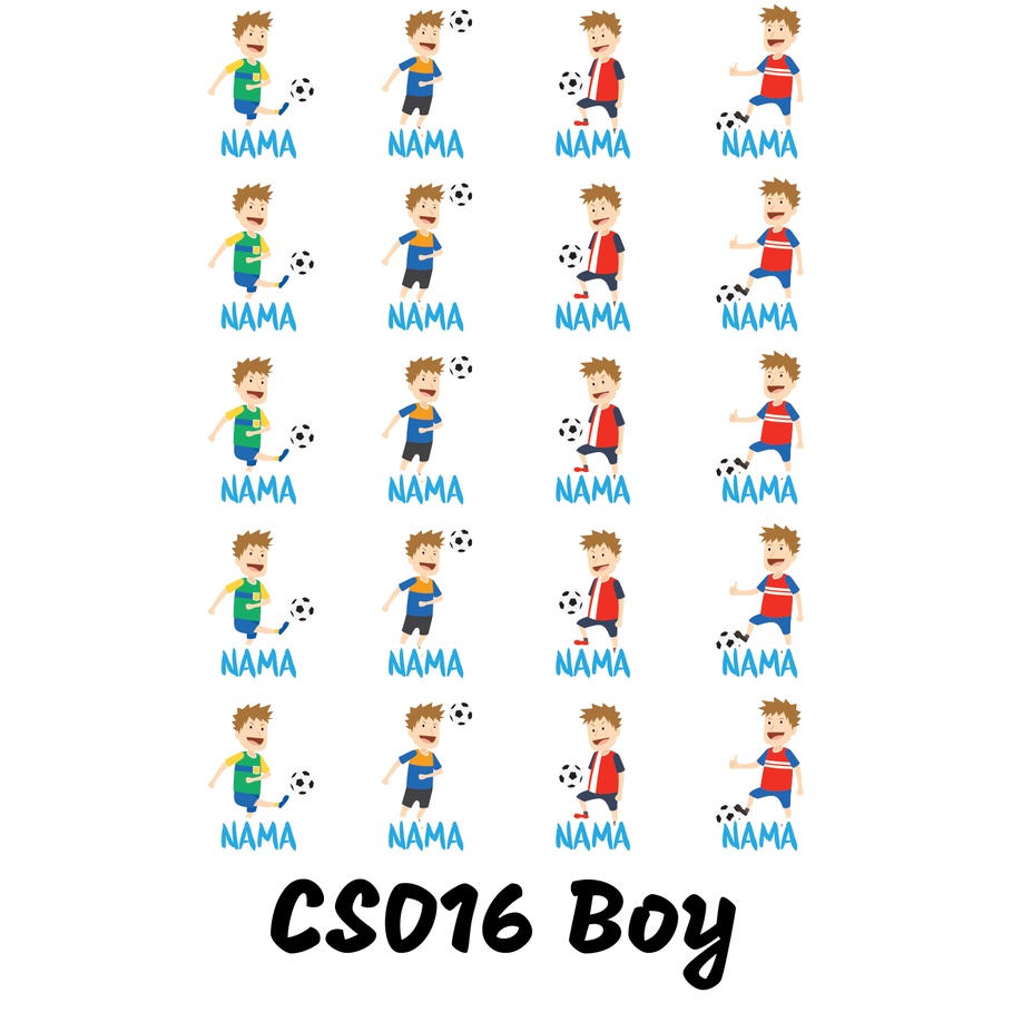 

Sticker Nama Cutting Label Waterproof Tahan Air Boy Sport 16 (CS016)