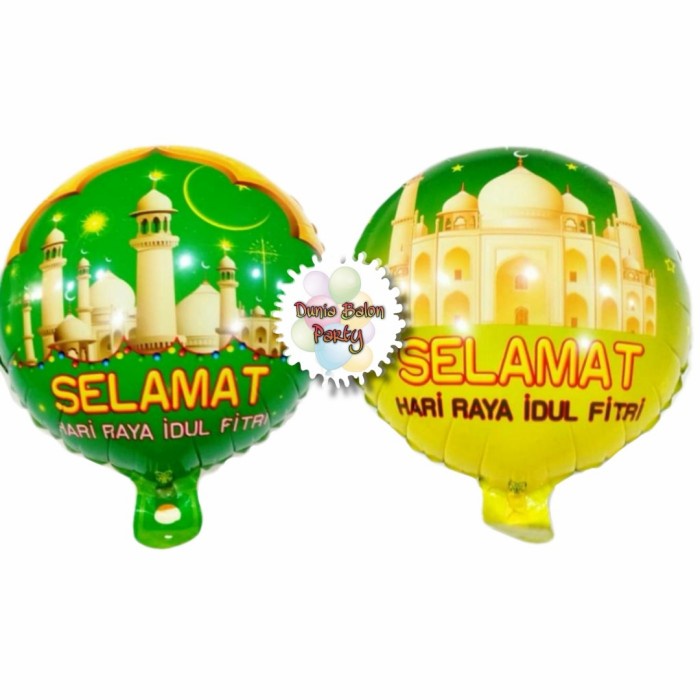 Balon Foil Idul Fitri Bulat / Balon Foil Lebaran ( 20cm )