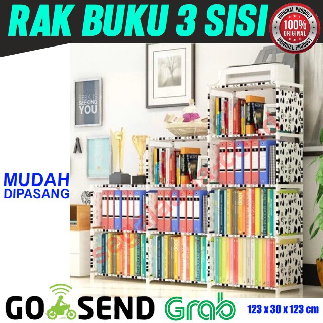 Rak BUKU 3 Sisi Serbaguna RAK portable lemari buku MURAH