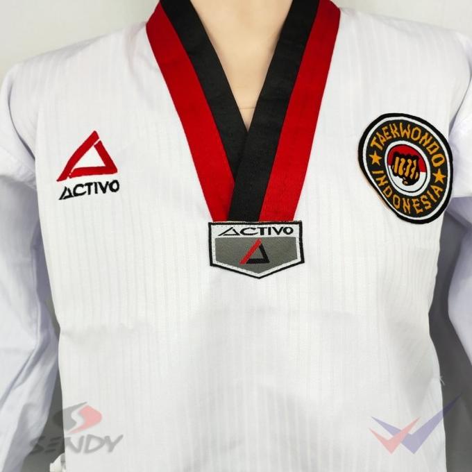 PROMO DOBOK SENDY ACTIVO kerah Poom Seragam taekwondo Kerah merah hitam poom