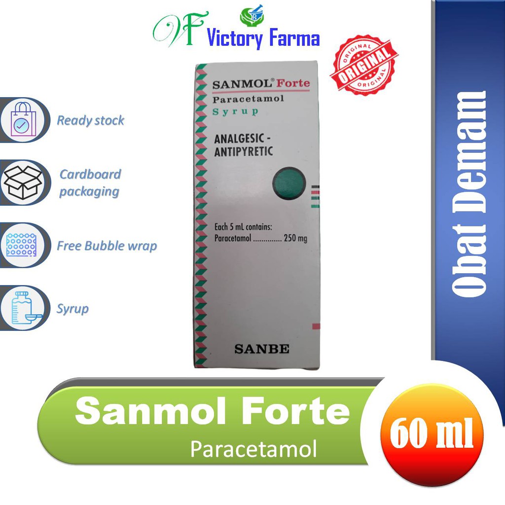 Sanmol Forte Paracetamol 250 mg Sirup 60 ml / Obat Demam