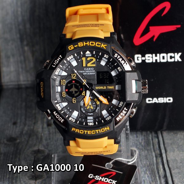 MODEL BARU TERMURAH ... G-Shock Casio GA1100 Tali kuning Edisi PILOT PESAWAT jam sporty pria & anak